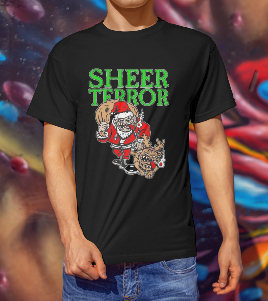 Screw Yule Sheer Terror Santa With Angry Reindeer T-Shirt