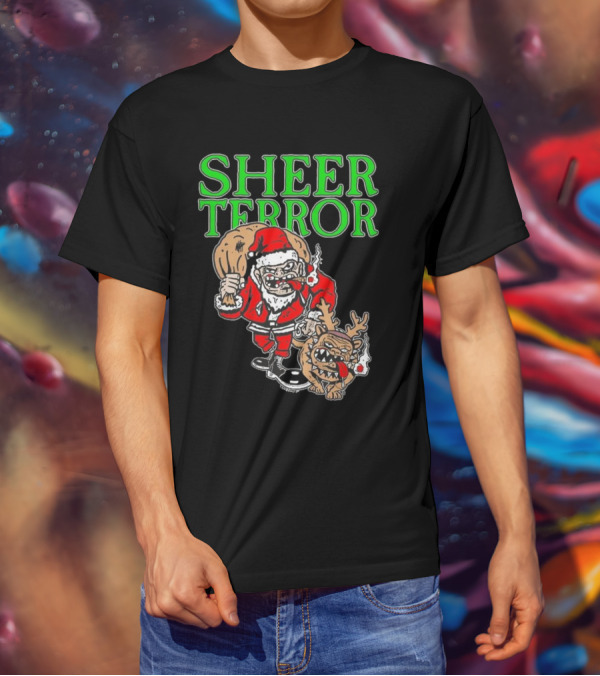Screw Yule Sheer Terror Santa With Angry Reindeer T-Shirt