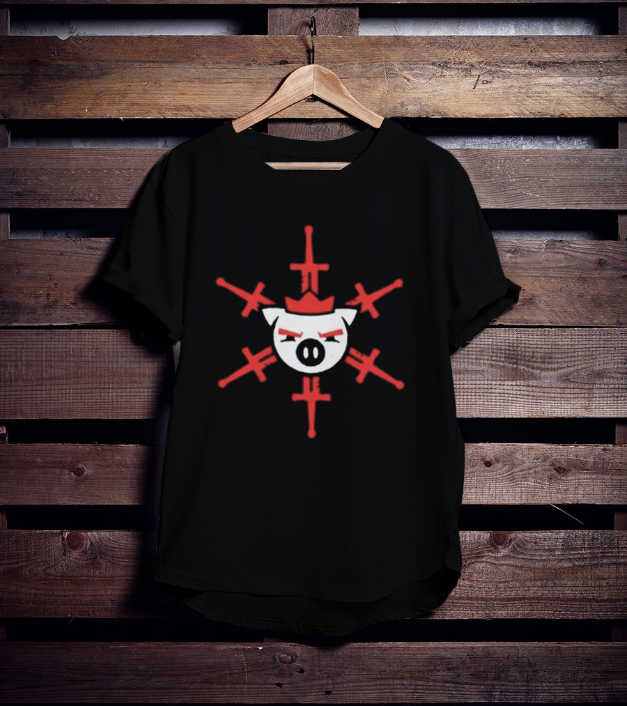 Technoblade Swordflake Pig Crown With Red Crossed Swords T-Shirt