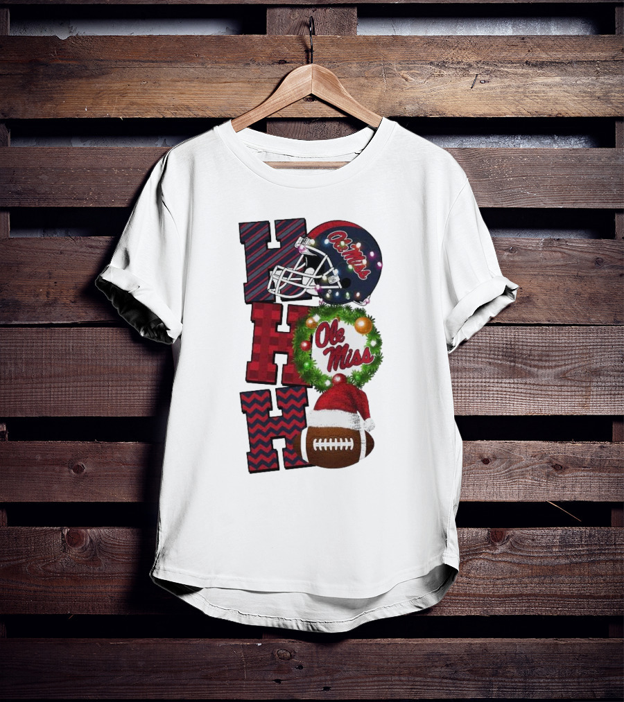 Ole Miss Rebels Ho Ho Ho Christmas Football Helmet Game Day T-Shirt