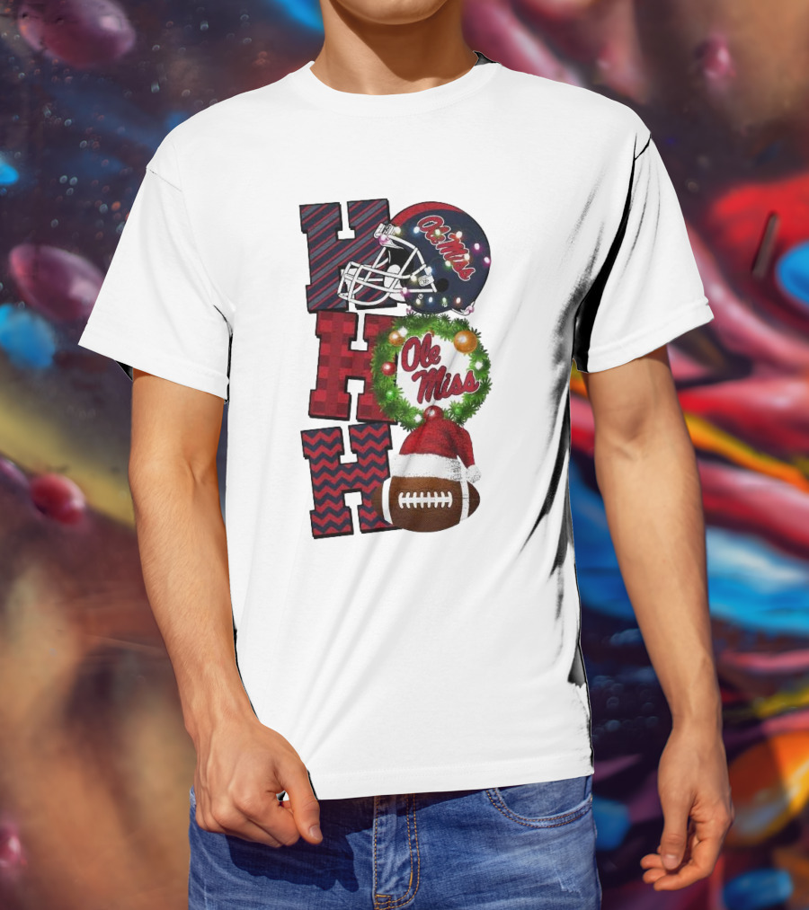 Ole Miss Rebels Ho Ho Ho Christmas Football Helmet Game Day T-Shirt