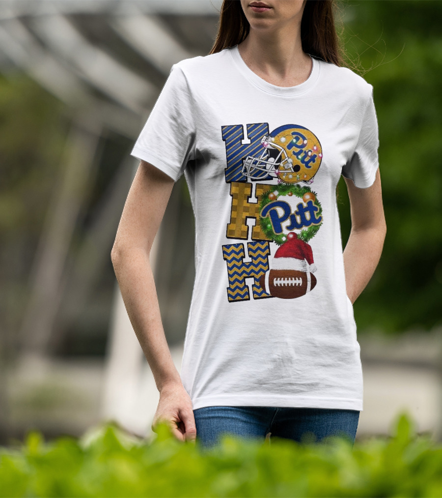 Pitt Christmas Game Day Ho Ho Ho Panthers Football T-Shirt