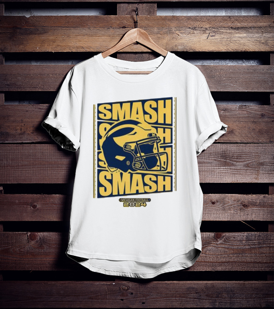 Michigan Football Smash Helmet T-Shirt