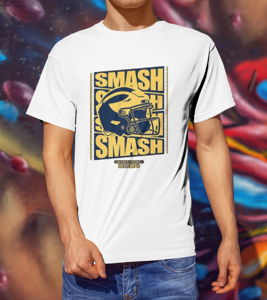 Michigan Football Smash Helmet T-Shirt
