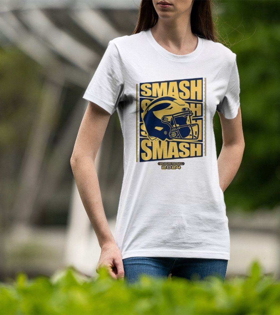Michigan Football Smash Helmet T-Shirt