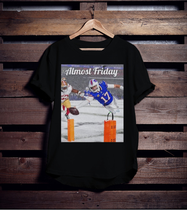 Almost Friday Josh Allen Diving Touchdown Snow Football T-Shirt