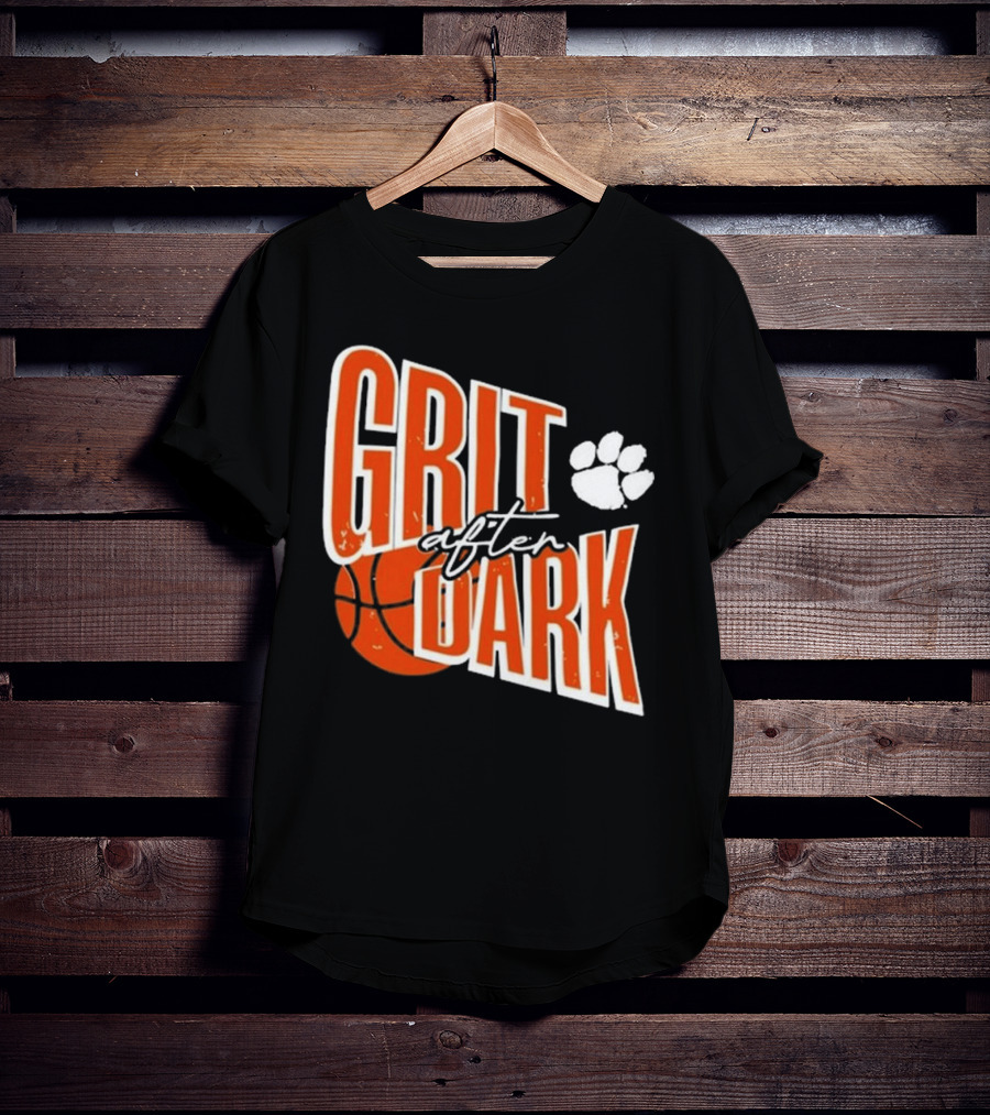 Clemson Grit After Dark Basketball And Paw Prints T-Shirt