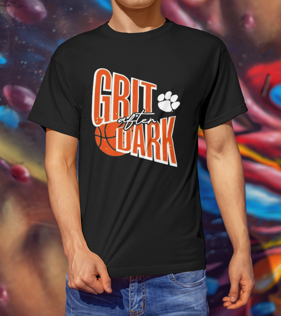 Clemson Grit After Dark Basketball And Paw Prints T-Shirt