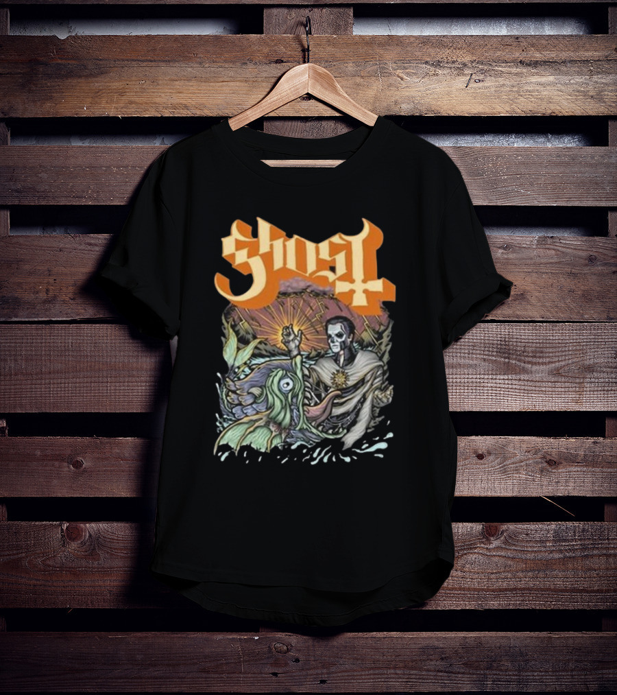 Ghost Papa And The Whale Legendary Encounter With Rising Sun Background T-Shirt