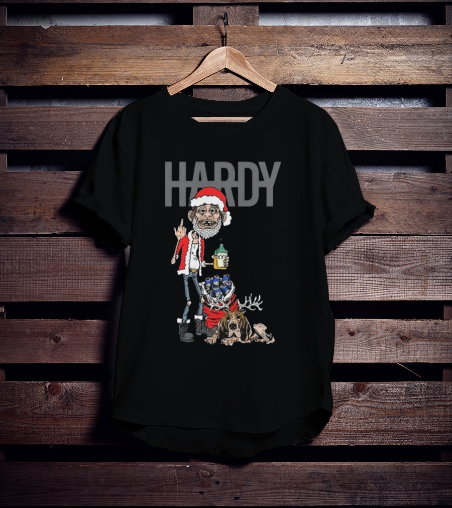 Hardy Christmas Santa Jim Bob With KY Bottle And Dogs Holiday T-Shirt