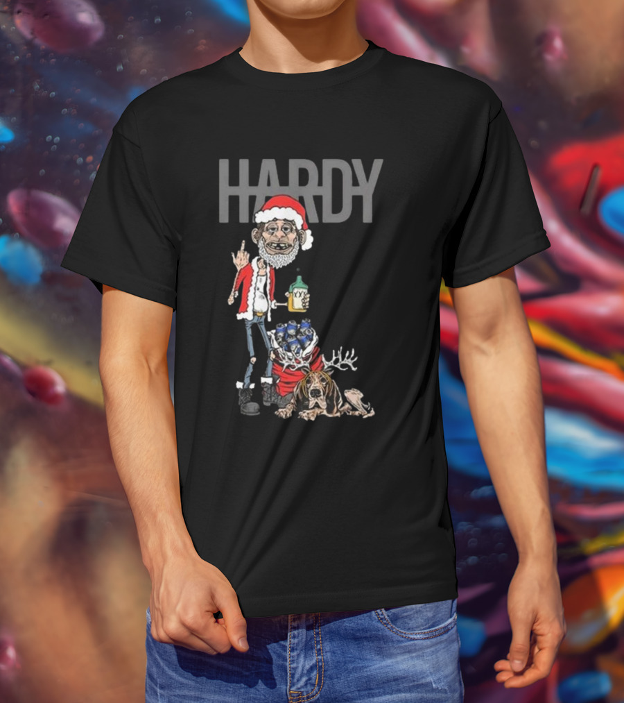 Hardy Christmas Santa Jim Bob With KY Bottle And Dogs Holiday T-Shirt