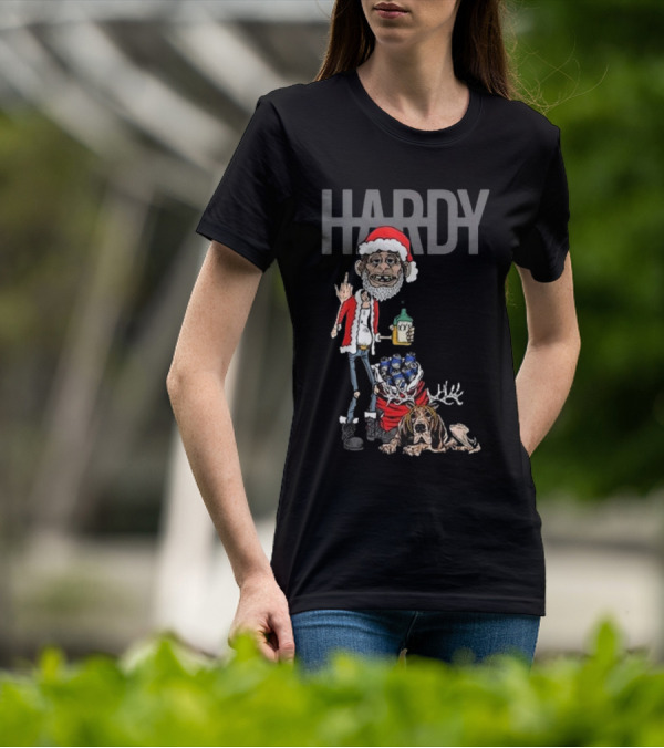 Hardy Christmas Santa Jim Bob With KY Bottle And Dogs Holiday T-Shirt