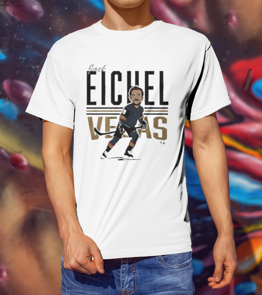 Jack Eichel Vegas Hockey Caricature Eichel Center Ice T-Shirt