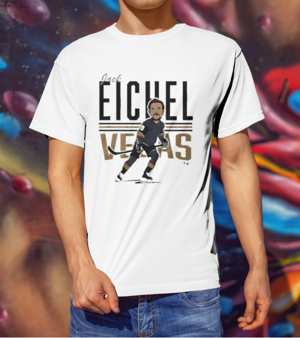 Jack Eichel Vegas Hockey Caricature Eichel Center Ice T-Shirt