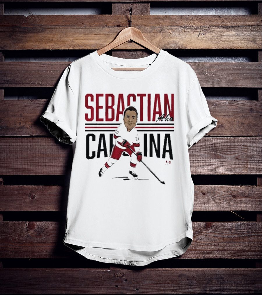 Sebastian Aho Carolina Ice Hockey Caricature T-Shirt