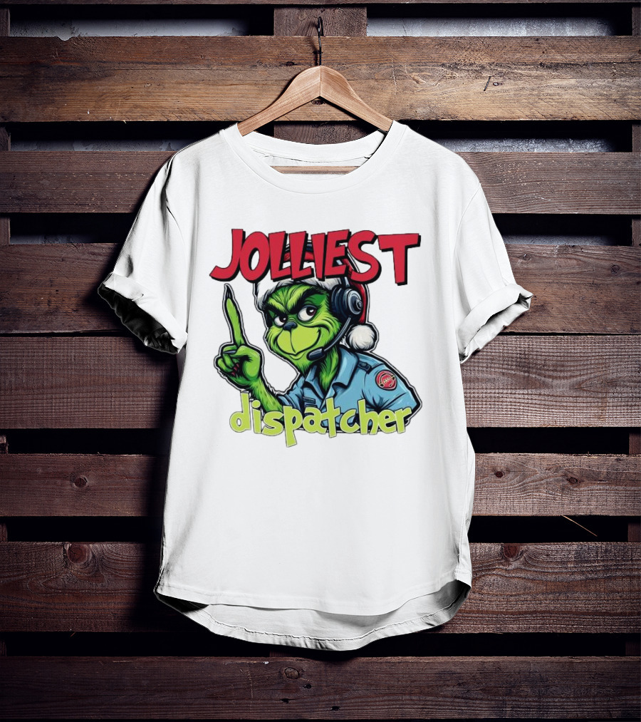 The Grinch Jolliest Dispatcher Christmas Holiday Fun T-Shirt