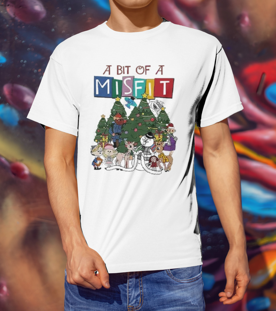 A Bit Of A Misfit Rudolph The Red Nosed Reindeer Christmas Characters With Trees T-Shirt