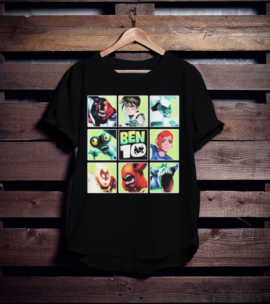 Ben 10 Alien Characters Panels Featuring Ben Gwen And Iconic Aliens T-Shirt