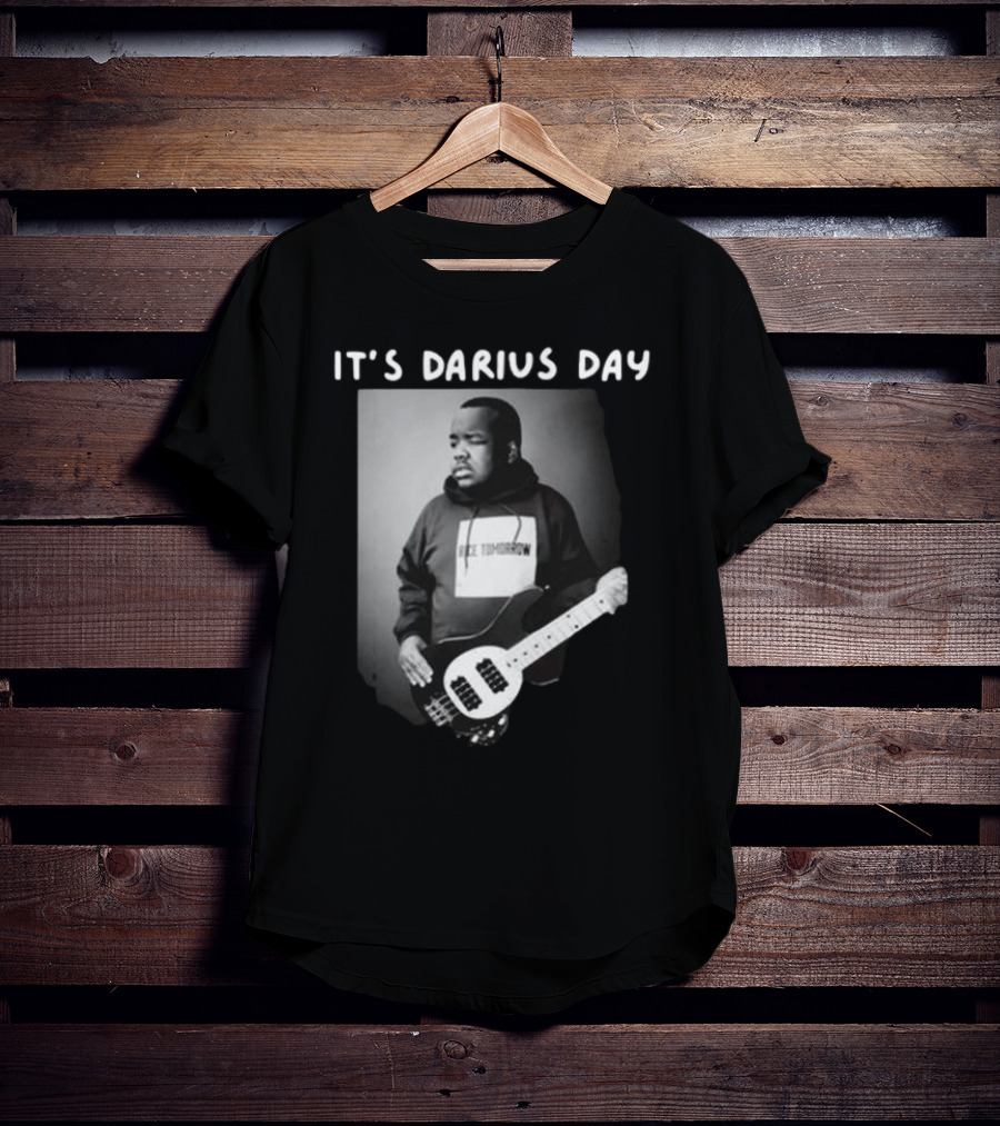 IT'S DARIUS DAY Bass Guitar Black And White Hoodie Image T-Shirt
