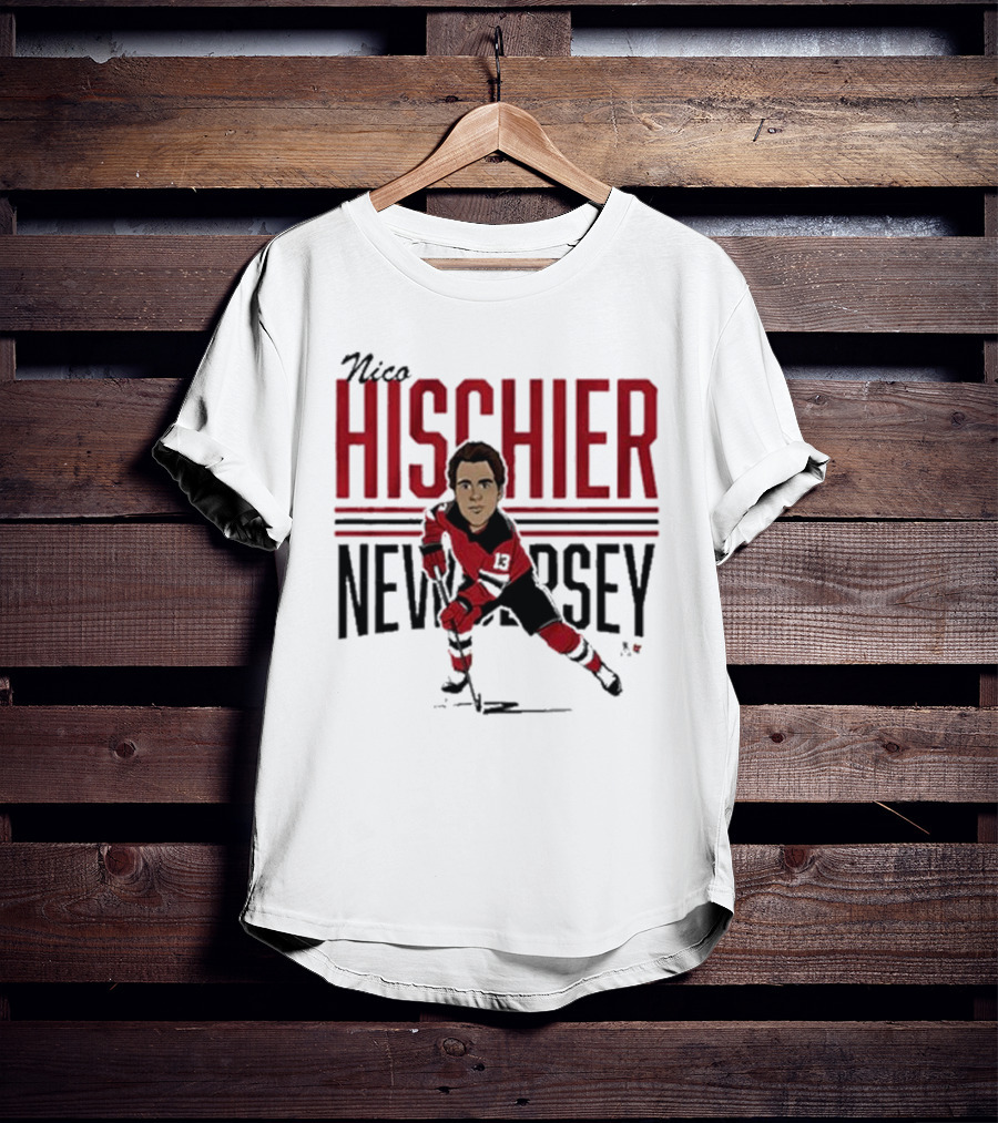 Nico Hischier New Jersey Center Ice Caricature T-Shirt