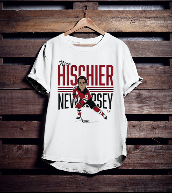 Nico Hischier New Jersey Center Ice Caricature T-Shirt