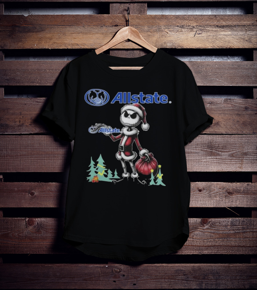 Santa Jack Skellington Allstate Merry Christmas T-Shirt