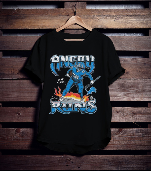 Penei Sewell Detroit Lions Angry Runs NFL Player 58 T-Shirt