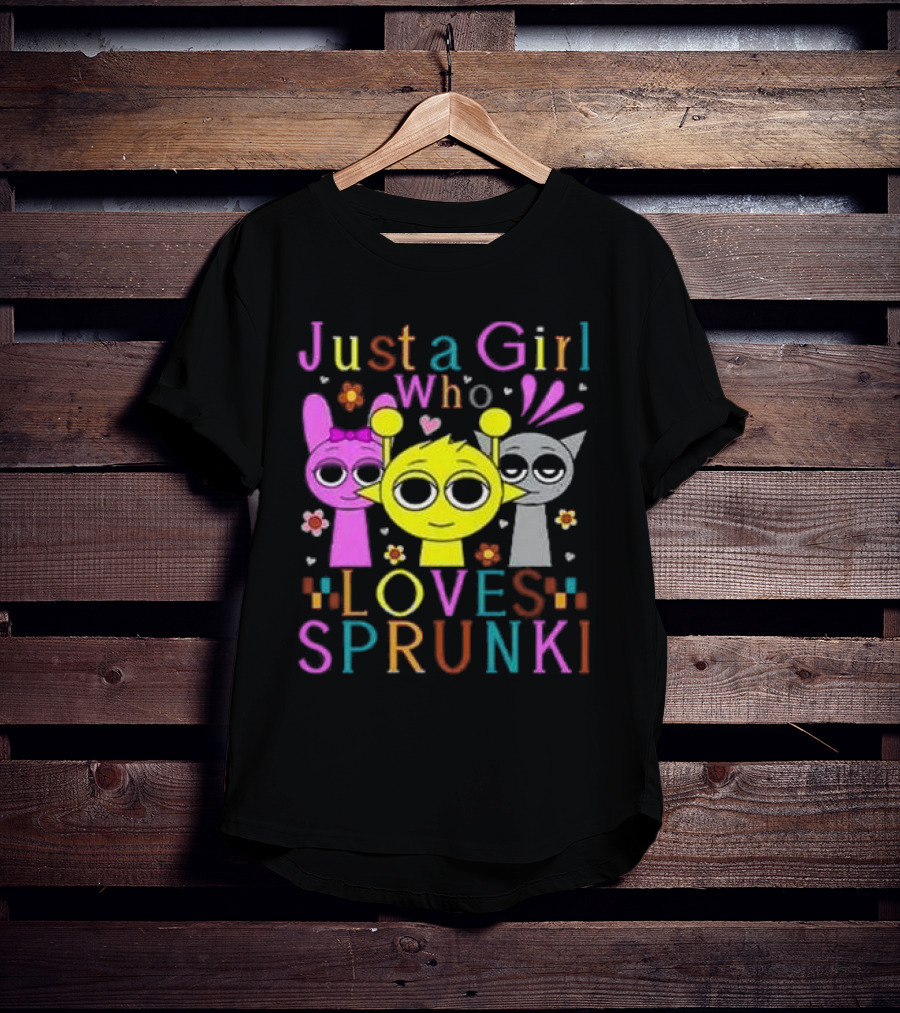 Just A Girl Who Loves Sprunki With Cute Cartoon Characters T-Shirt