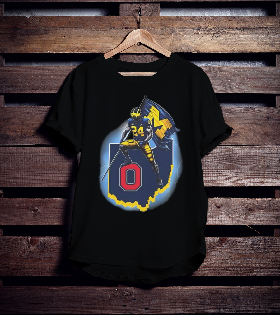 Michigan Plant The Flag Mich-again Hail To The Victors 4 In A Row Bichigan Maps T-Shirt