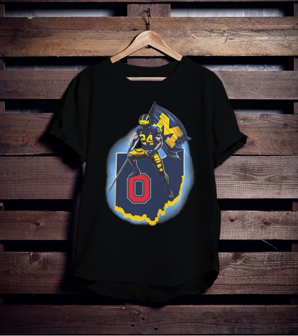 Michigan Plant The Flag Mich-again Hail To The Victors 4 In A Row Bichigan Maps T-Shirt