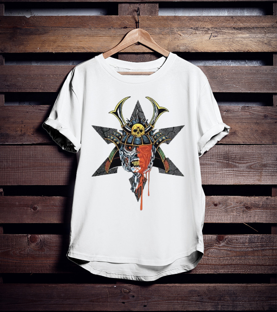 God’s Hate Shuriken Samurai Skull Starburst Horror T-Shirt
