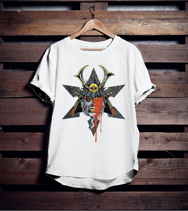 God’s Hate Shuriken Samurai Skull Starburst Horror T-Shirt