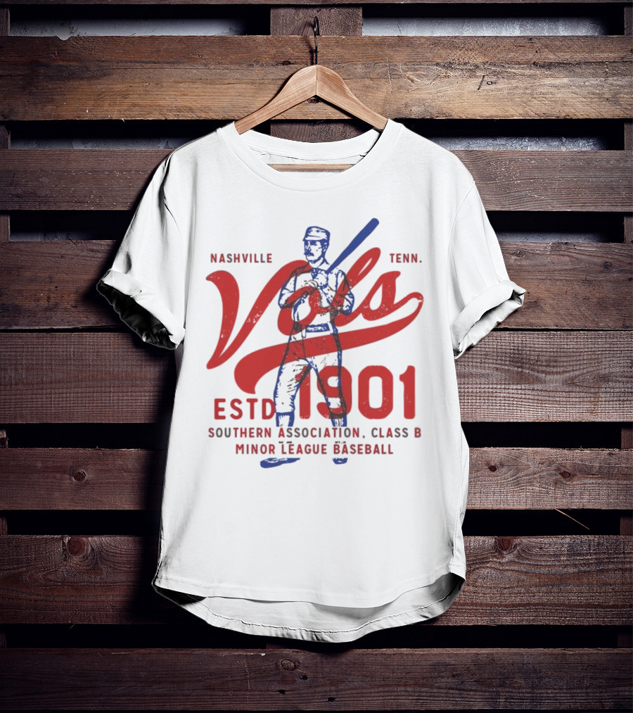 Nashville Vols Tenn ESTD 1901 Southern Association Class B Minor League Baseball T-Shirt