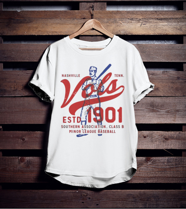 Nashville Vols Tenn ESTD 1901 Southern Association Class B Minor League Baseball T-Shirt