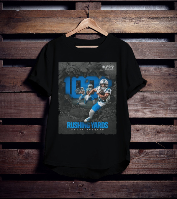 Carolina Panthers 1000 Rushing Yards Chuba Hubbard Next Gen Stats T-Shirt