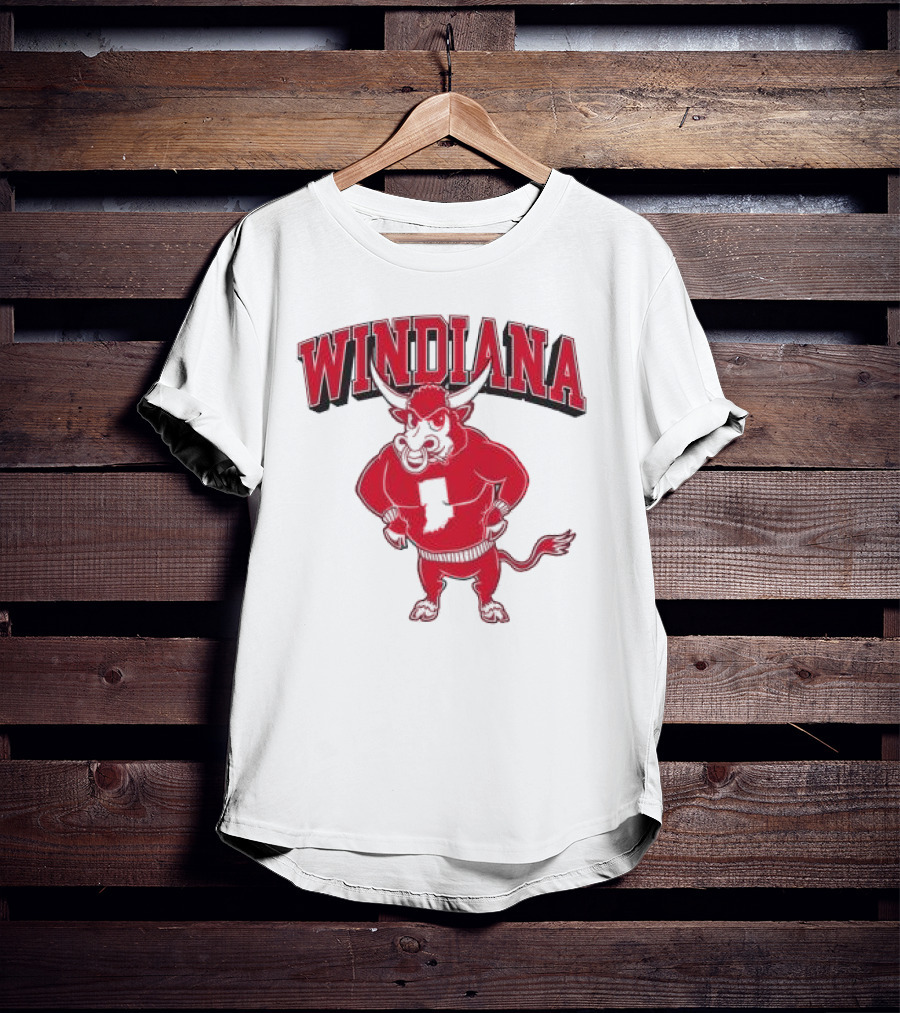 Windiana Hoosiers Mascot Bull With Indiana State Shape T-Shirt
