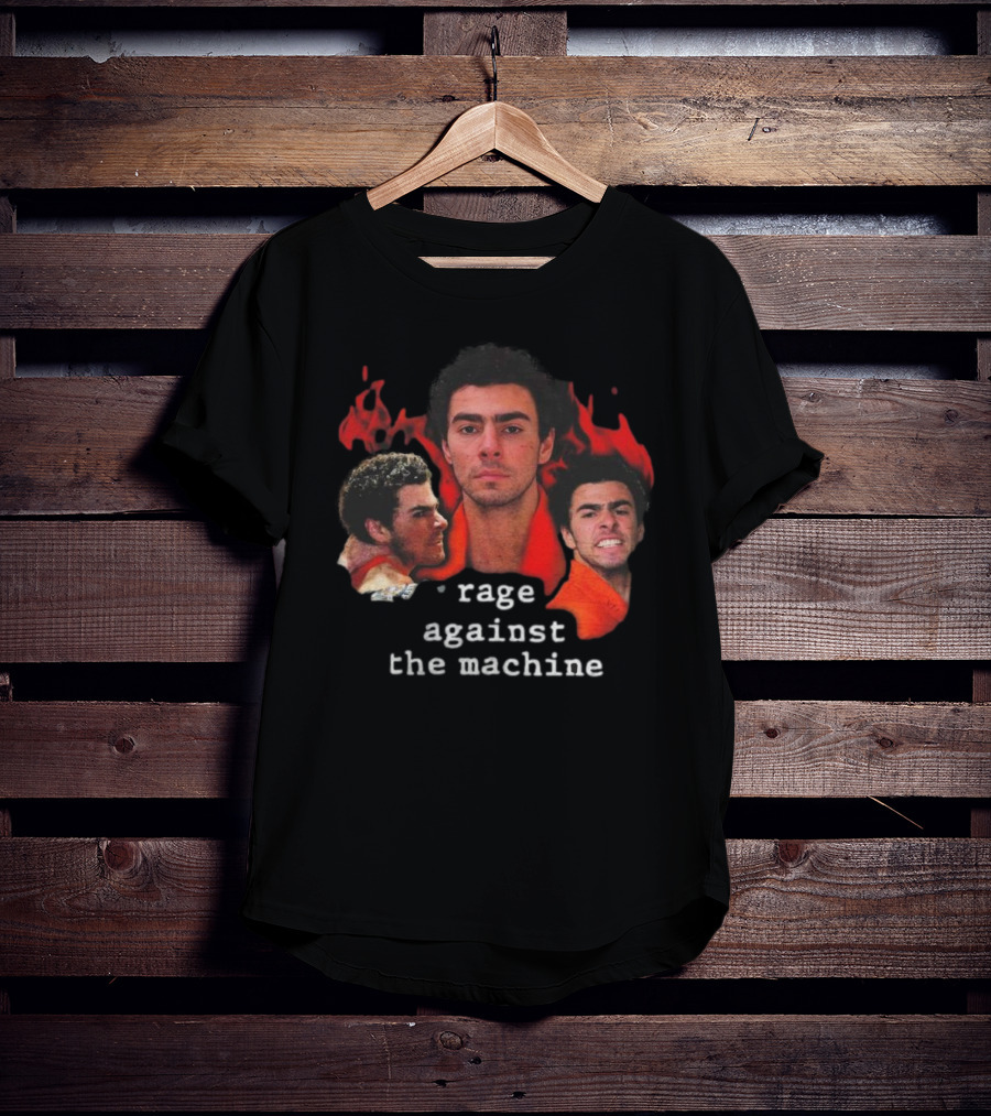Luigi Mangione Rage Against The Machine Flames Trio Collage T-Shirt