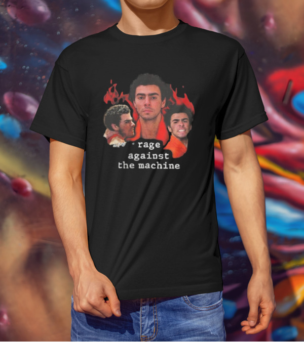 Luigi Mangione Rage Against The Machine Flames Trio Collage T-Shirt