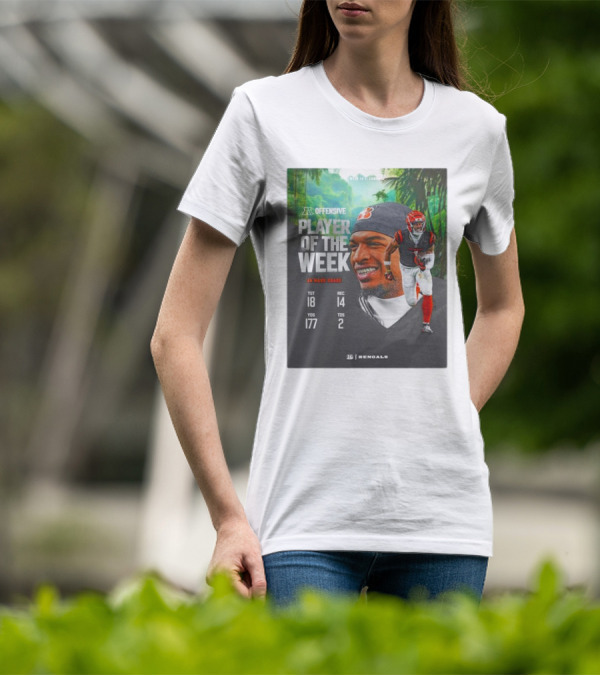 Ja’Marr Chase Cincinnati Bengals AFC Offensive Player Of The Week TGT 18 REC 14 YDS 177 TDS 2 Bengals T-Shirt