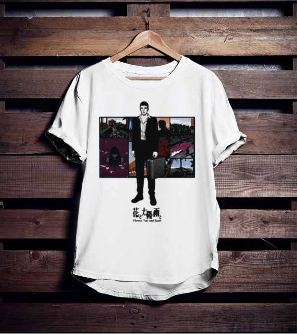 Flower Sun And Rain Comic Style Character With Suitcase And Scenic Panels T-Shirt