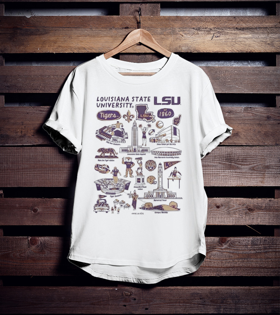 Louisiana State University LSU Tigers Vive La Fete Impressions Est 1860 Memorial Tower Shaquille O'Neal Tiger Stadium T-Shirt
