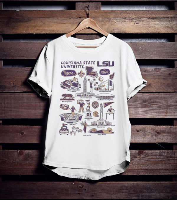 Louisiana State University LSU Tigers Vive La Fete Impressions Est 1860 Memorial Tower Shaquille O'Neal Tiger Stadium T-Shirt