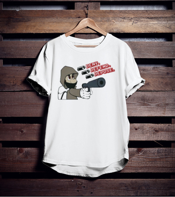 Luigi Mangione Deny Defend Depose Cartoon Character Gaming T-Shirt
