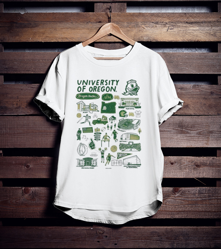University Of Oregon Ducks 1876 Knight Library Matt Arena Iconography T-Shirt
