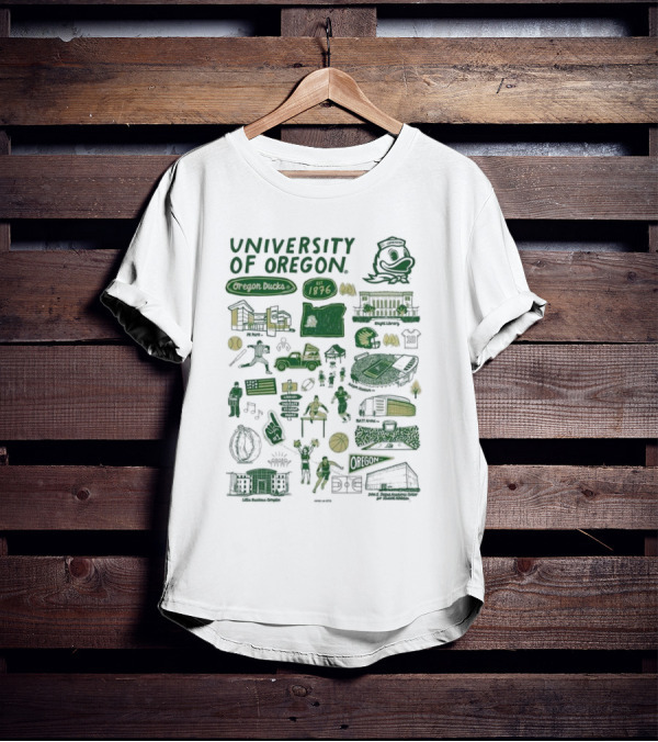 University Of Oregon Ducks 1876 Knight Library Matt Arena Iconography T-Shirt