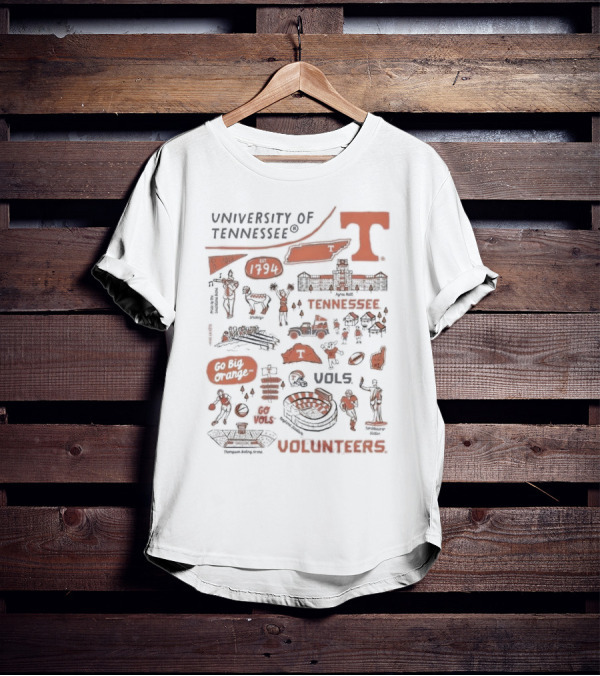 University Of Tennessee Go Big Orange Vols Volunteers Est 1794 Neyland Stadium Thompson Boiling Arena Knox County T-Shirt