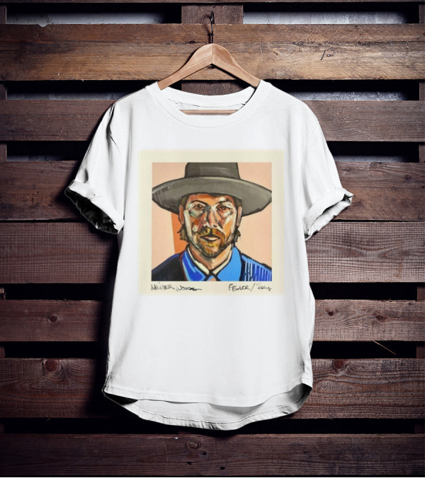 Wilder Woods Fever Sky Painted Portrait Of Man In Hat T-Shirt