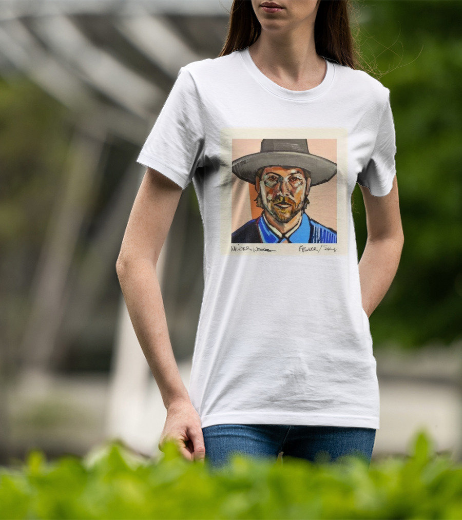 Wilder Woods Fever Sky Painted Portrait Of Man In Hat T-Shirt