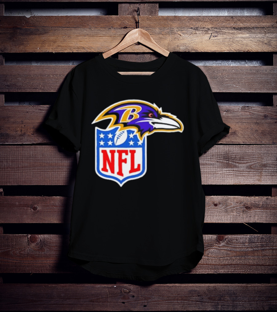 Baltimore Ravens NFL Shield Emblem Ravens Head T-Shirt