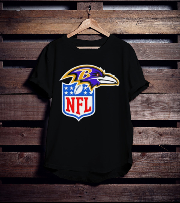 Baltimore Ravens NFL Shield Emblem Ravens Head T-Shirt